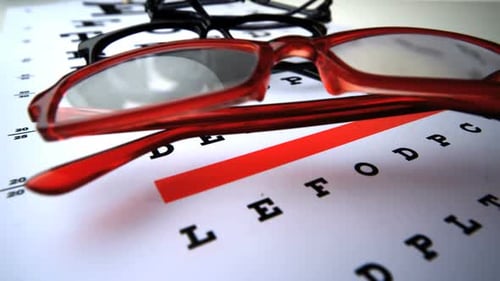 Eye Chart Exam and Eyeglasses for Vision Correction