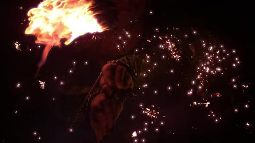 Burning Flames with Metal and Gloves