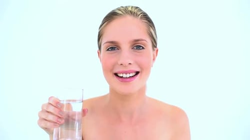 Beautiful Woman Drinking Water