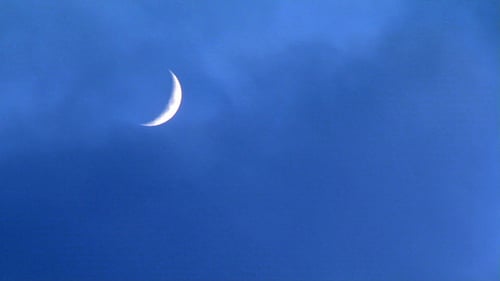 Crescent Moon in the Blue Night Sky