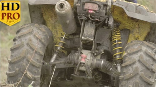 The Back of the 4x4 Offroad Vehicle Running