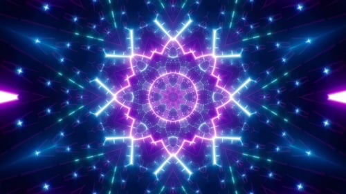 Neon Light Beam Kaleidoscope Background Loop 4K 02