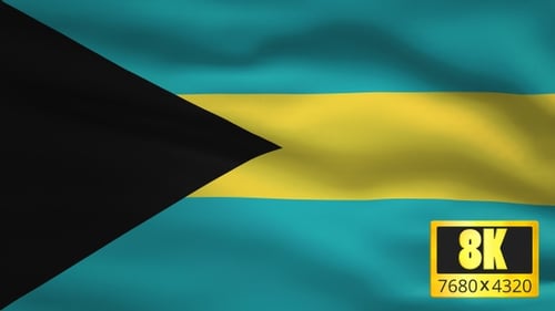Realistic Waving Flag of The Bahamas with Fabric Texture