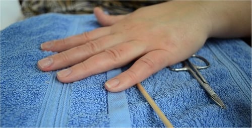 Woman Doing Manicure at Home, Close Up
