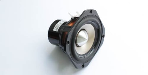 Isolated Speaker Woofer Close-Up on White Background