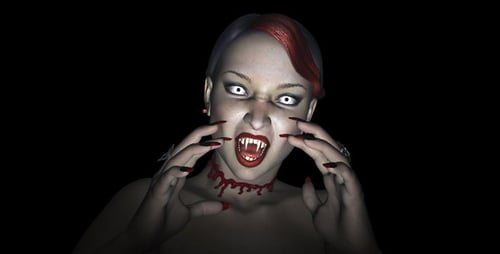 Animated 3D Vampire Woman Transformation for Halloween