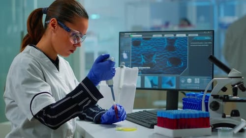 Focused Scientist Working in a Modern Lab