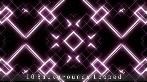 Dynamic Neon Glowing Geometric Kaleidoscope Backgrounds