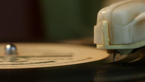 Old School Turntable With Vinyl Record
