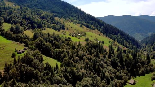 Forests on Green Mountain Slopes Aerial View