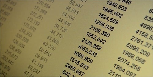 Numbers Scroll on a Data Sheet