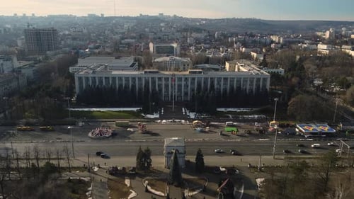 Aerial Of Government House In Chisinau, Moldova