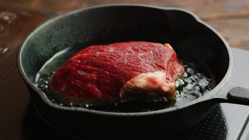 Meat Frying on Pan