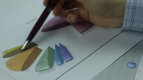 Hand Analyzing Financial Chart with a Pen