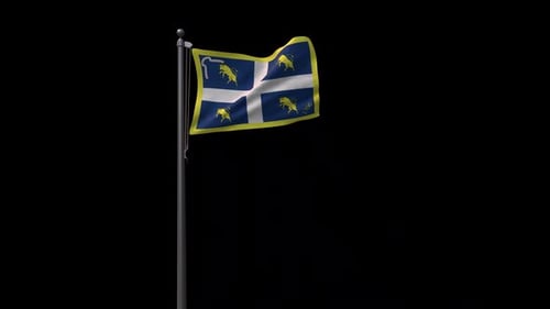 Waving Regional Flag Animation on Pole with Custom Heraldic Design