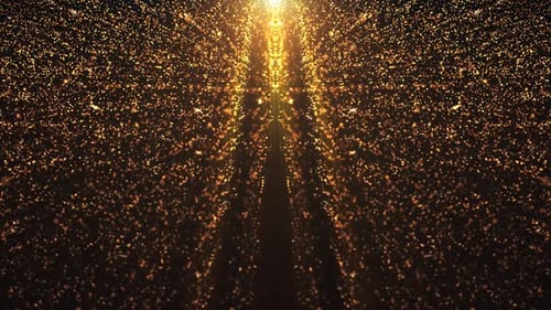 Shimmering Golden Particles Light Burst Background Loop