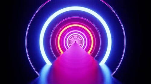 Vj Loop Background Of The Multicolored Neon Rings HD