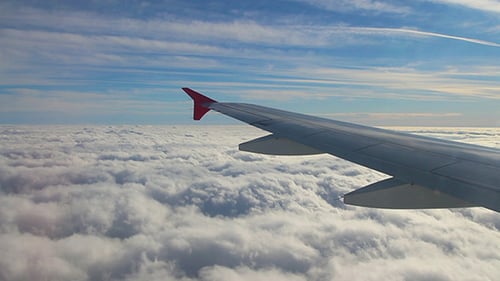 Looking On Wing And Sky From Airplane