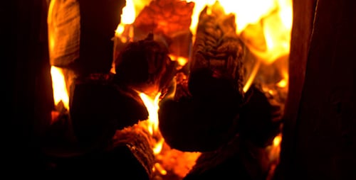 Burning Fire Flame In Furnace