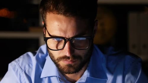 Businessman working at night
