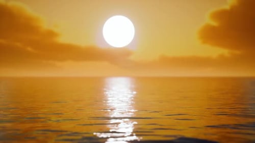 Twilight Sky in Colorful Bright Sunlight Reflects Off on the Water Surface