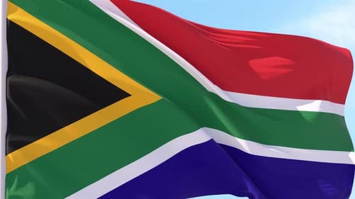 Realistic South Africa Flag Waving Seamless Loop