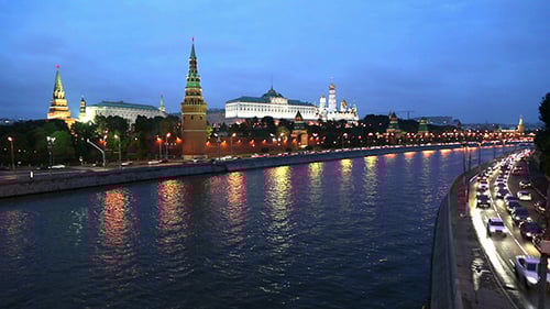 Moscow Kremlin And Ships On River