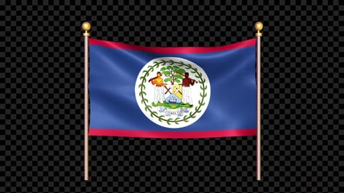 Belize National Flag Waving Animation with Alpha Channel