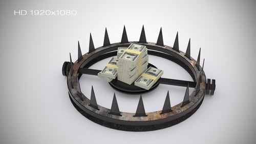Money Stacks Inside a Dangerous Bear Trap Animation