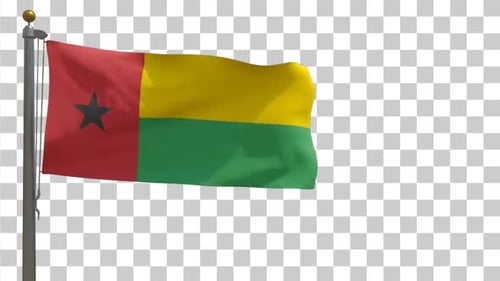 Guinea-Bissau National Flag Waving with Realistic Fabric Motion