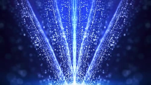 Rideau à particules bleues brillantes avec éclairage vif