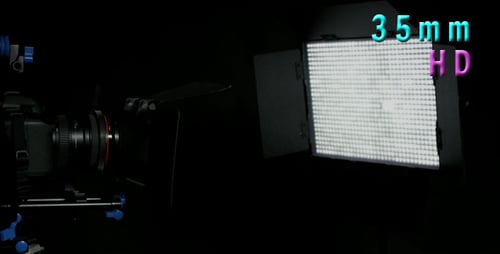 Camera and LED Light in a Studio