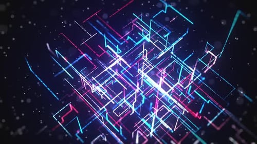 Futuristic Glowing Grid Lines Digital Network Background
