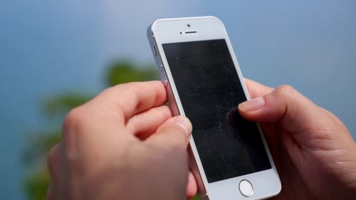 Woman Using Mobile Cellphone Outdoor