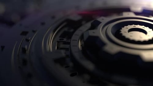 Futuristic Rotating Gears Mechanical Technology Background
