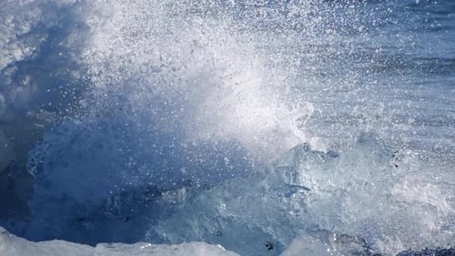 Ocean Waves Washed Icebergs. Global Warming Problem