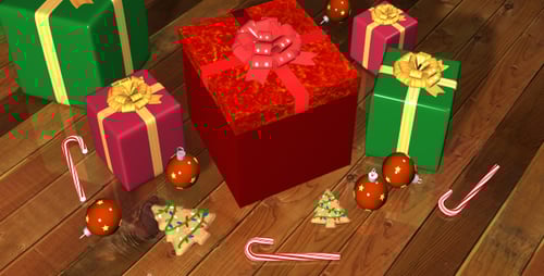 Animated Christmas Gift Box Reveal with Winter Scene