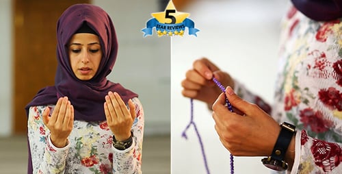 Use the Masbahah and Dua - Muslim Girl In Mosque