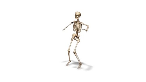 3D Skeleton Fun Dance Looped auf Weiß