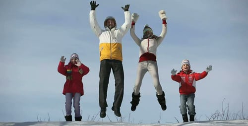 Cheerful family jump
