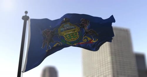 Realistic Pennsylvania State Flag Waving Animation