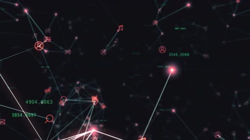 Futuristic Digital Network with Glowing Icons