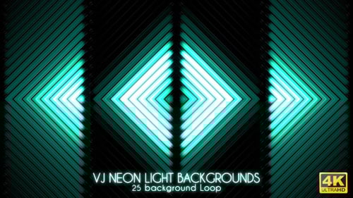 Dynamic Glowing Neon Light Geometric Patterns Loop