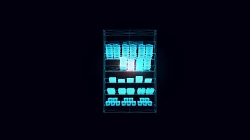 Market Shelf Snacks Hologram Rotating 4k