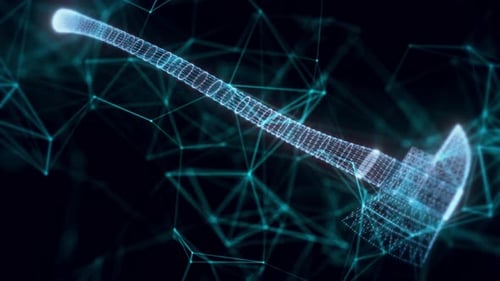 Fire Axe Hologram Close Up 4k