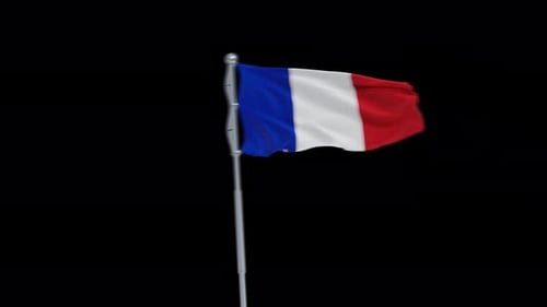 Realistic French Flag Waving Animation on Pole