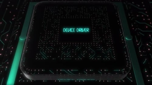 Futuristic Circuit Board Chip Text Reveal Animation