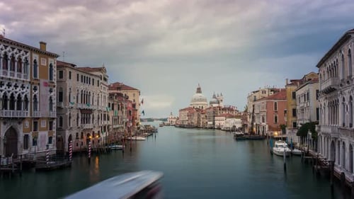Time Lapse of Venice Grand Canal Skyline in Italy