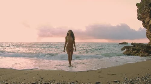 Beautiful Young Woman on Beach.