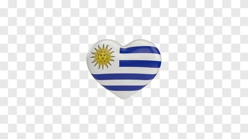 Animated Uruguay Flag Heart 3D Icon Rotation